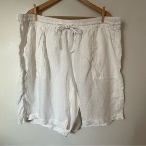 Lands End 100% Linen Bermuda Shorts Pull On Elastic Waist Size 22W